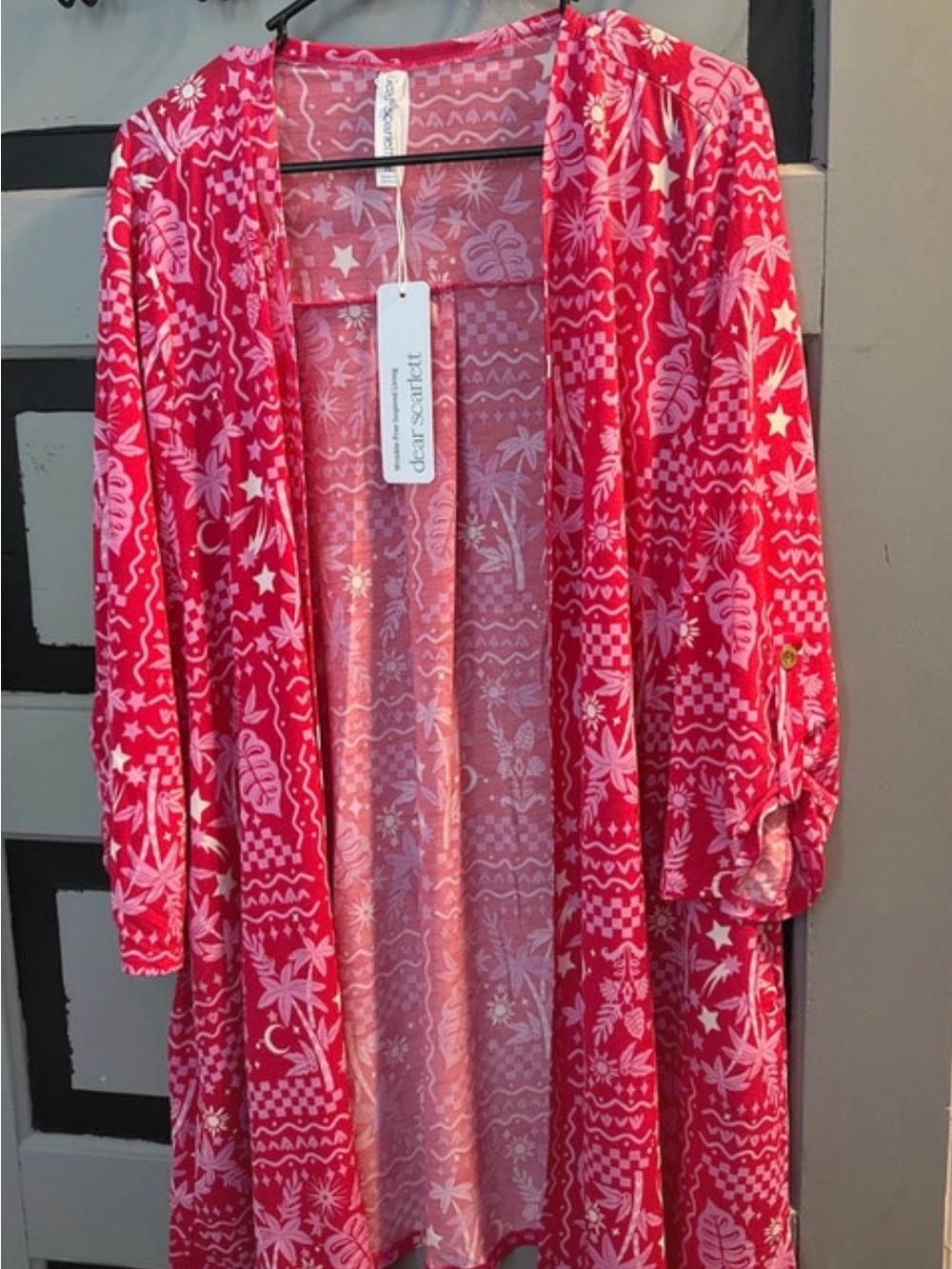 Scarlett Pink & Light Pink Floral Open-Front Cape Jacket